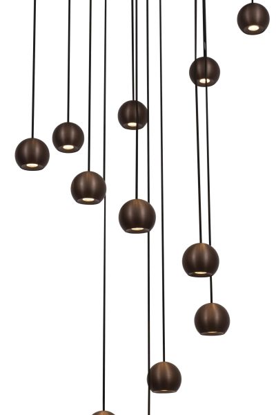 Lucide MONTANA - Pendant light - LED Dim. - CCT - 16x5,7W 2700K/4000K - Suitable for double-height spaces and high ceiling - Coffee - Premium